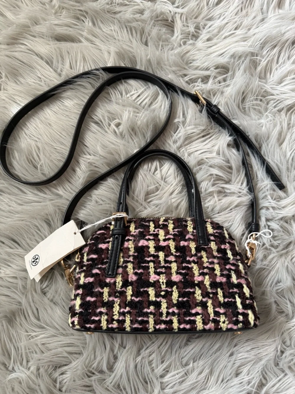 TORY BURCH Emerson Tweed Dome Satchel NWT